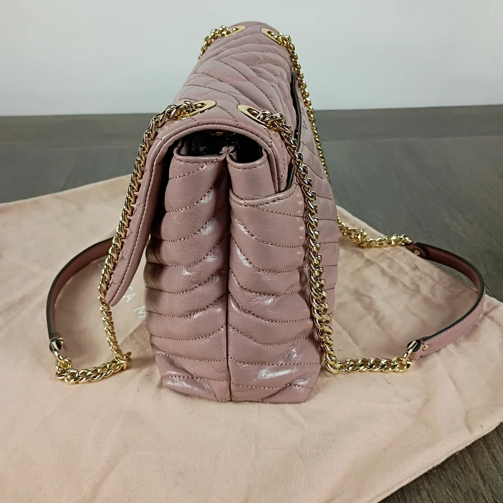 Rebecca Minkoff Edie Flap Pink/Taupe w/Gold - Picture 2 of 11